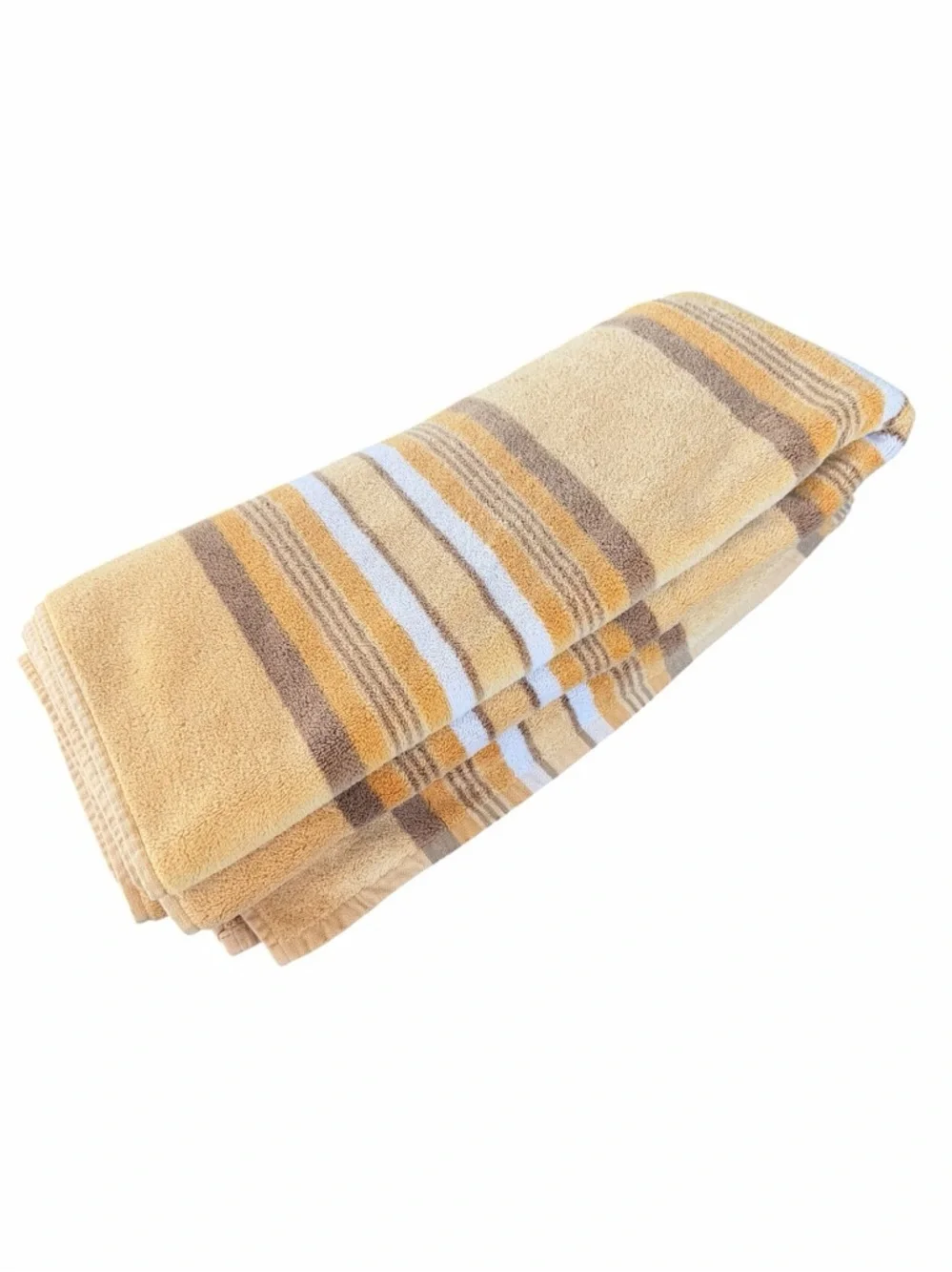 Restoration Hardware Striped Oversized Beach Towel Gold Brown Orange 36x65 GUC
